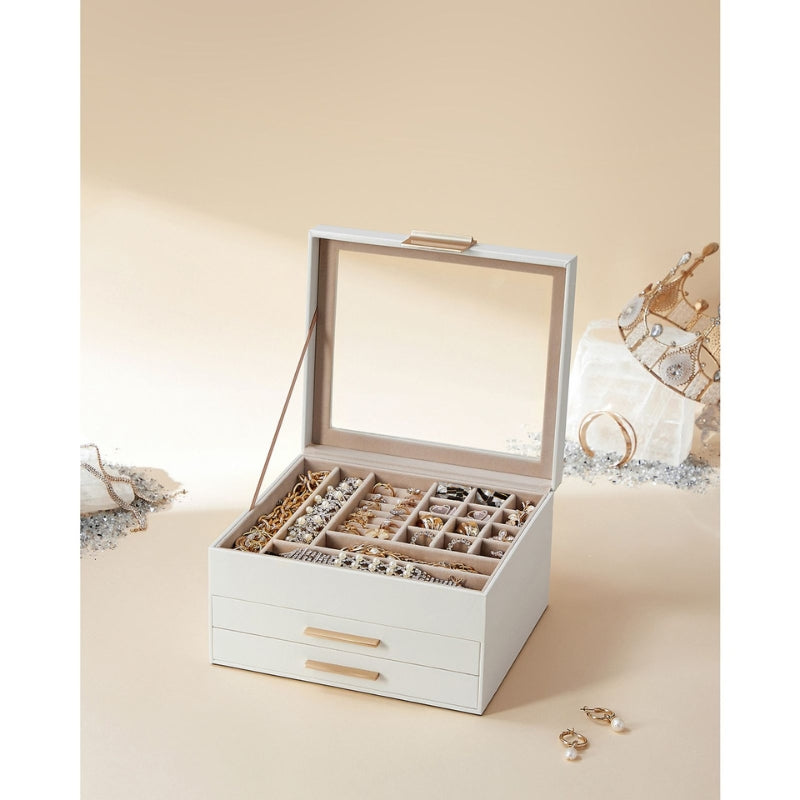 SONGMICS Boîtes à bijoux blanc cassé