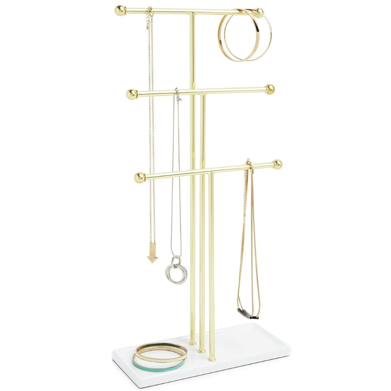 SONGMICS Support porte-bijoux doré