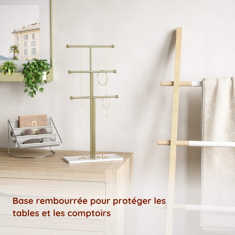 SONGMICS Support porte-bijoux doré