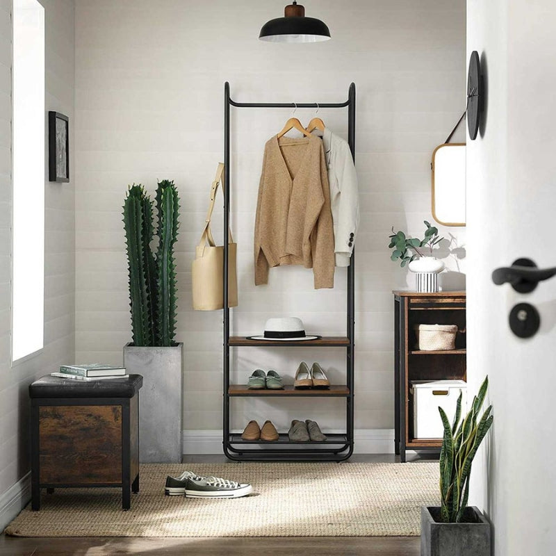 VASAGLE Portemanteau avec banc de chaussure pour chambre