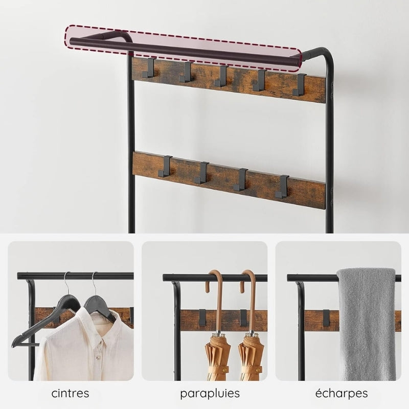 VASAGLE Porte-manteau avec banc à chaussures pour entrée
