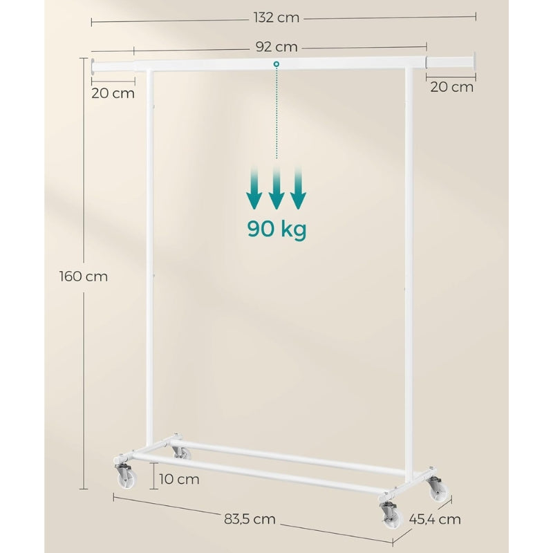 SONGMICS Porte-Manteau à Roulettes Extensible