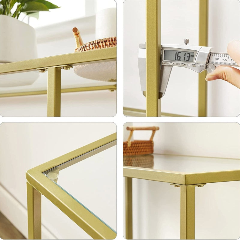 VASAGLE Table console verre Doré 3 niveaux