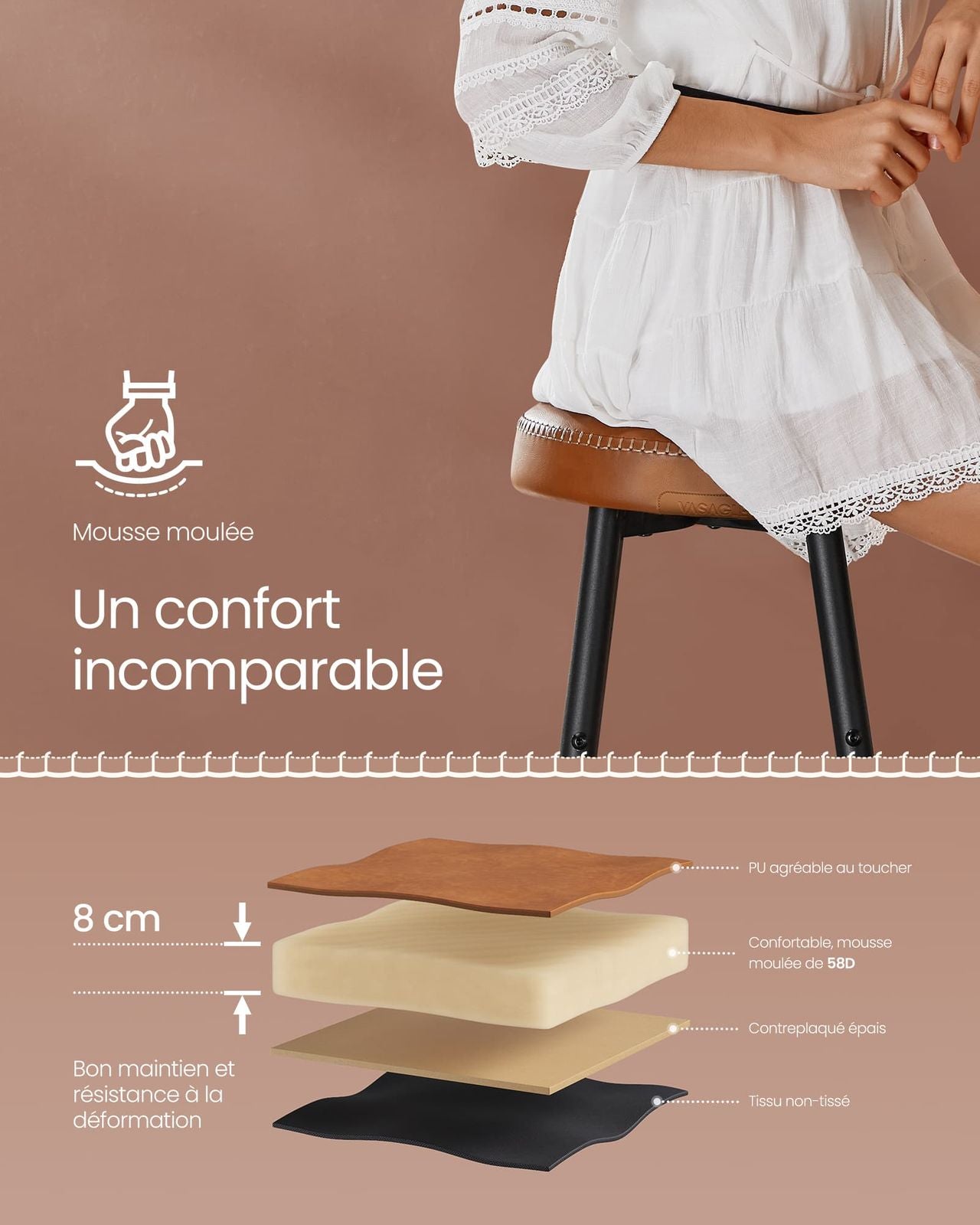 VASAGLE Tabouret de Bar