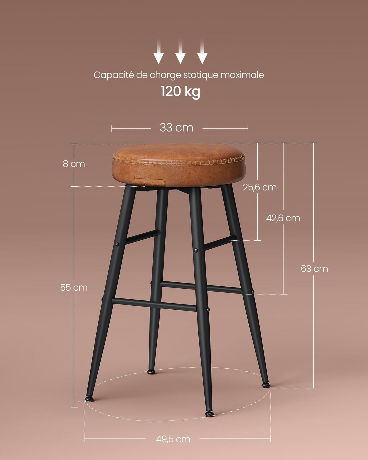 VASAGLE Tabouret de Bar