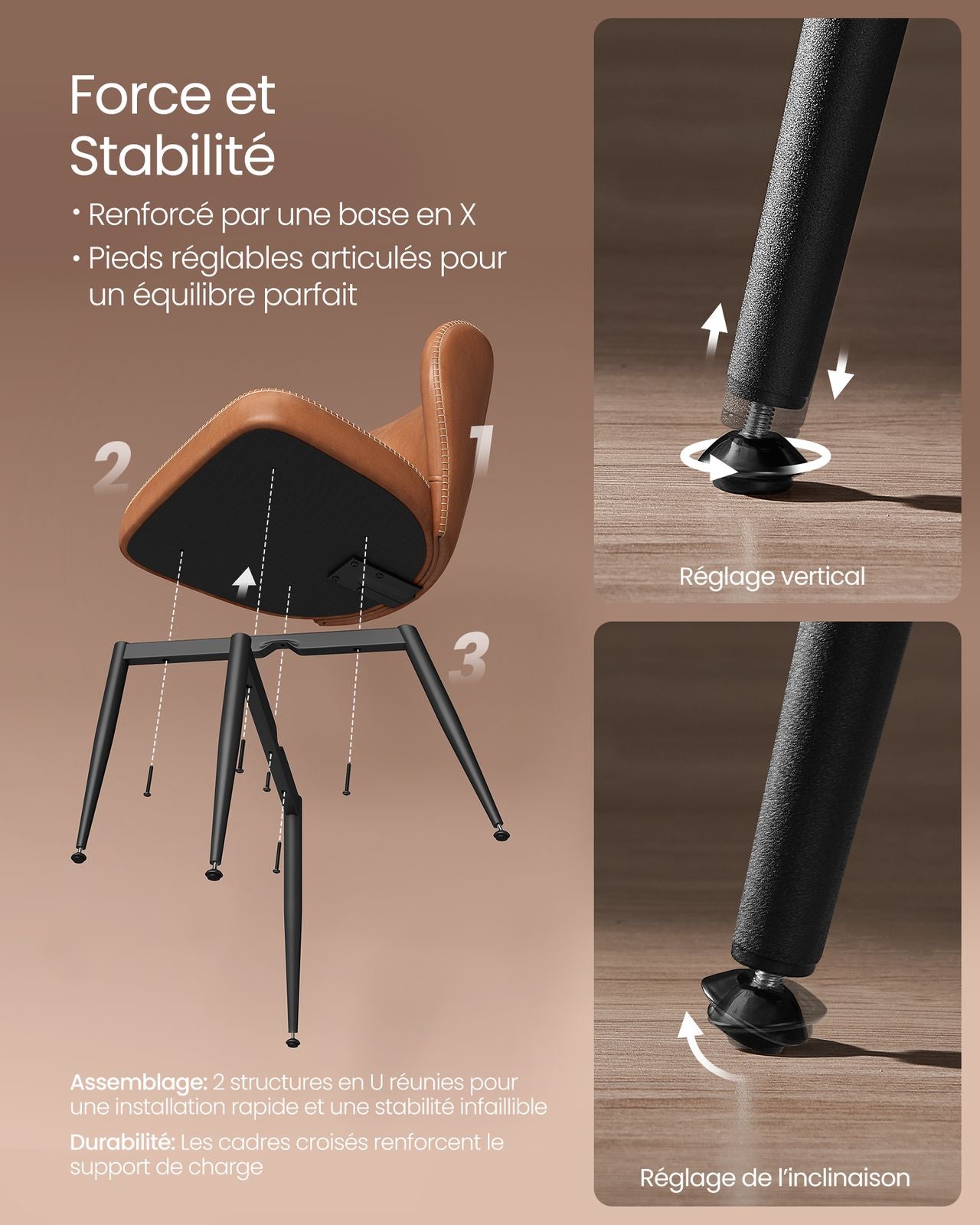 VASAGLE 2 Chaises de salle à manger
