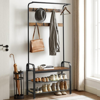 VASAGLE Porte-manteau avec banc à chaussures pour entrée