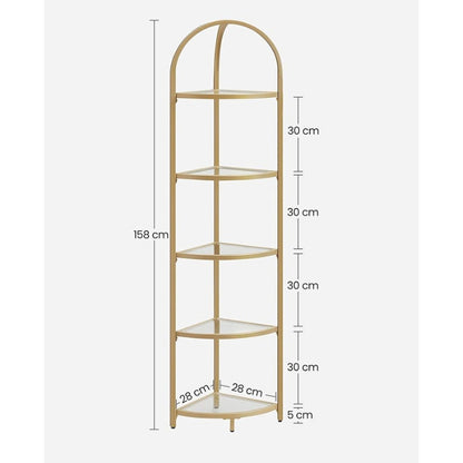 VASAGLE Étagère d’angle à 5 niveaux doré