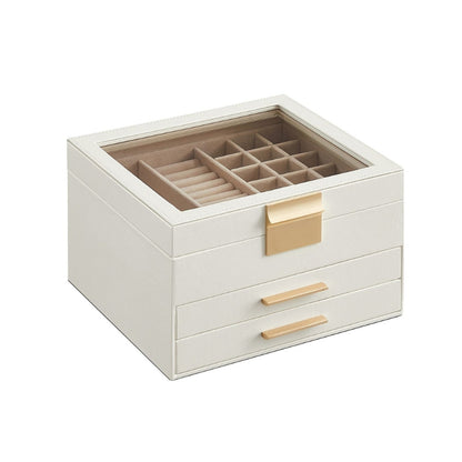 SONGMICS Boîtes à bijoux blanc cassé