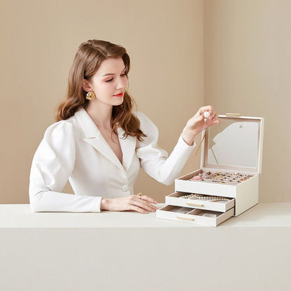 SONGMICS Boîtes à bijoux blanc cassé