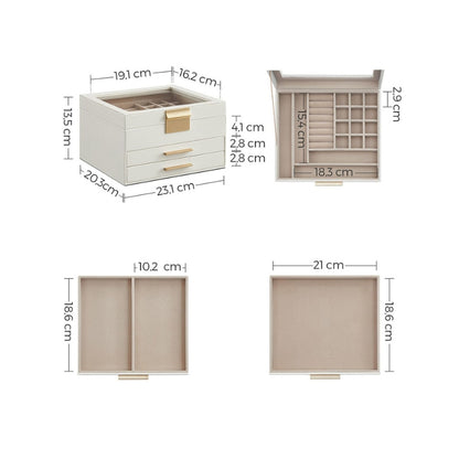 SONGMICS Boîtes à bijoux blanc cassé