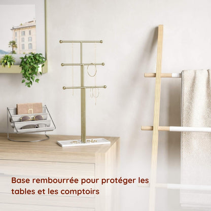 SONGMICS Support porte-bijoux doré