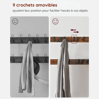 VASAGLE Porte-manteau avec banc à chaussures pour entrée