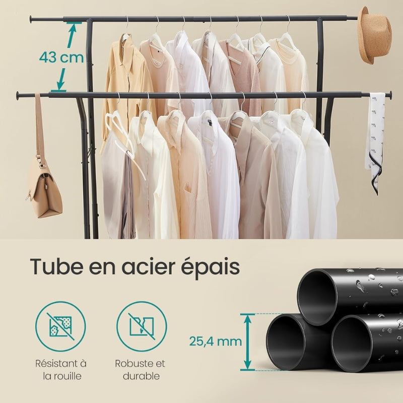 SONGMICS double porte-manteau extensible