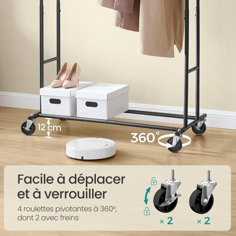 SONGMICS double porte-manteau extensible