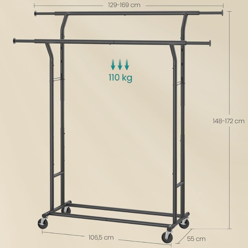 SONGMICS double porte-manteau extensible