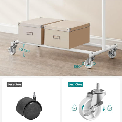 SONGMICS Porte-Manteau à Roulettes Extensible