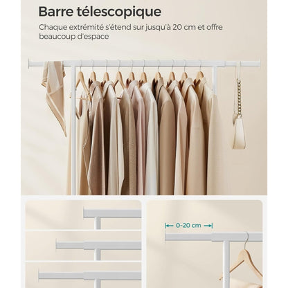 SONGMICS Porte-Manteau à Roulettes Extensible