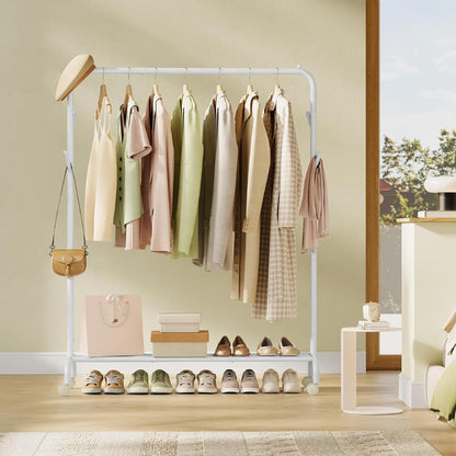 SONGMICS Porte-Manteau à Roulettes Blanc