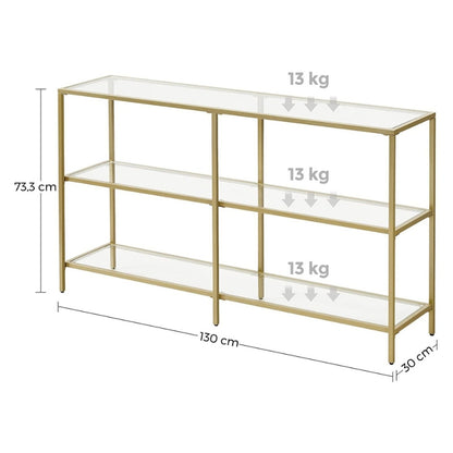 VASAGLE Table console verre Doré 3 niveaux