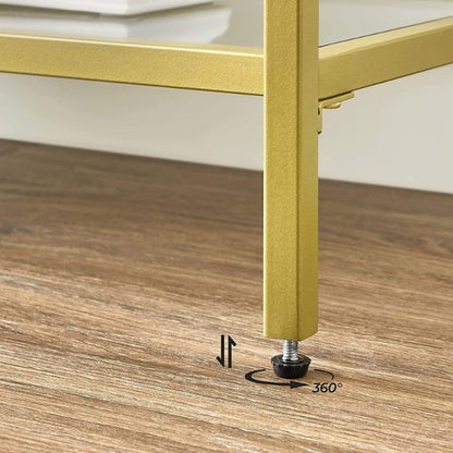 VASAGLE Table console verre Doré 3 niveaux
