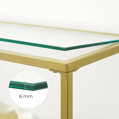 VASAGLE Table console verre Doré 3 niveaux