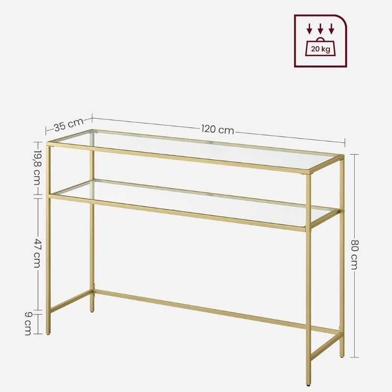 Table console dorée 2 niveaux