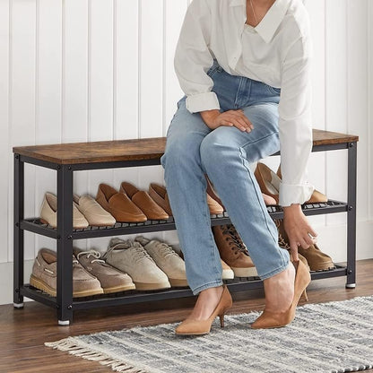 VASAGLE Banc à chaussures 2 niveaux