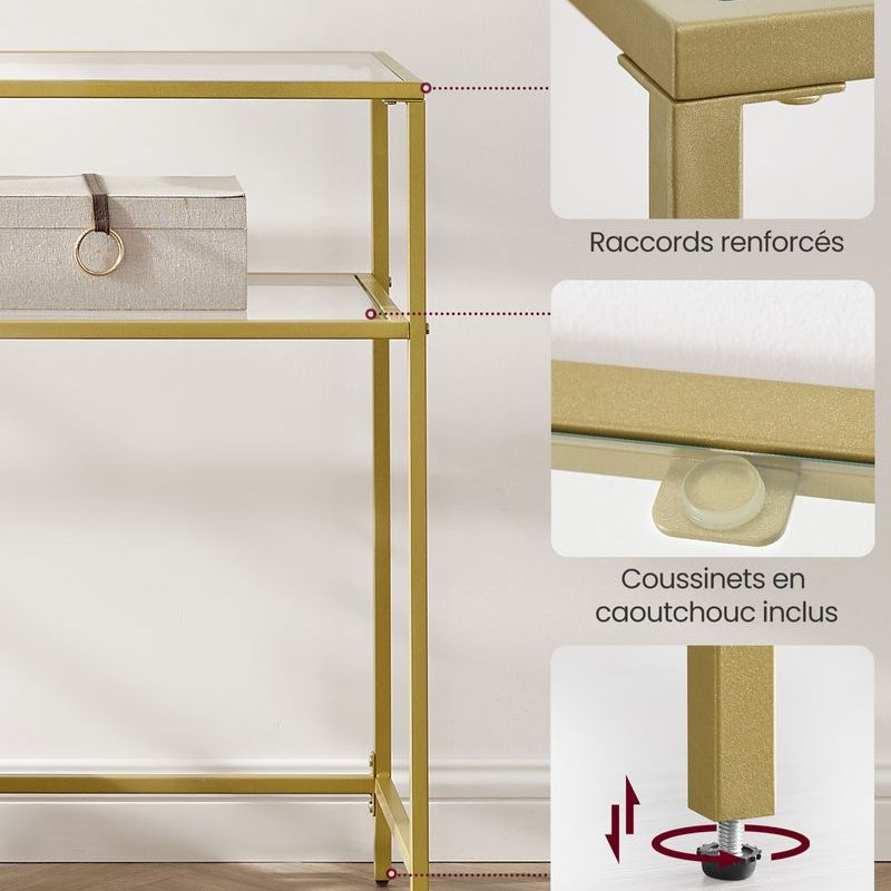 Table console dorée 2 niveaux