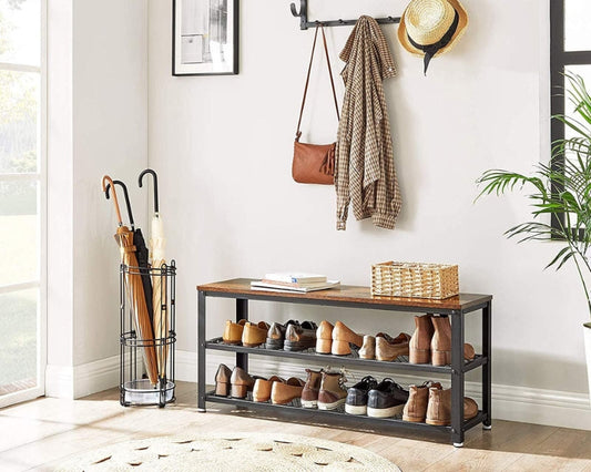 VASAGLE Banc à chaussures 2 niveaux