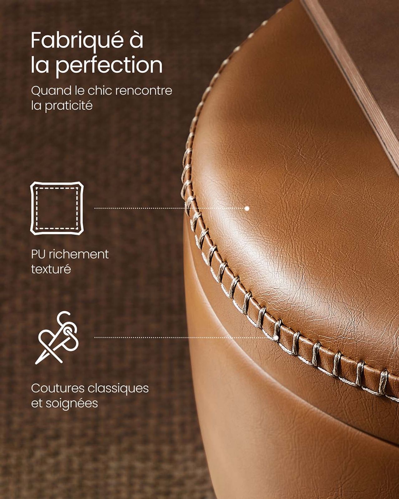 VASAGLE Pouf de Rangement