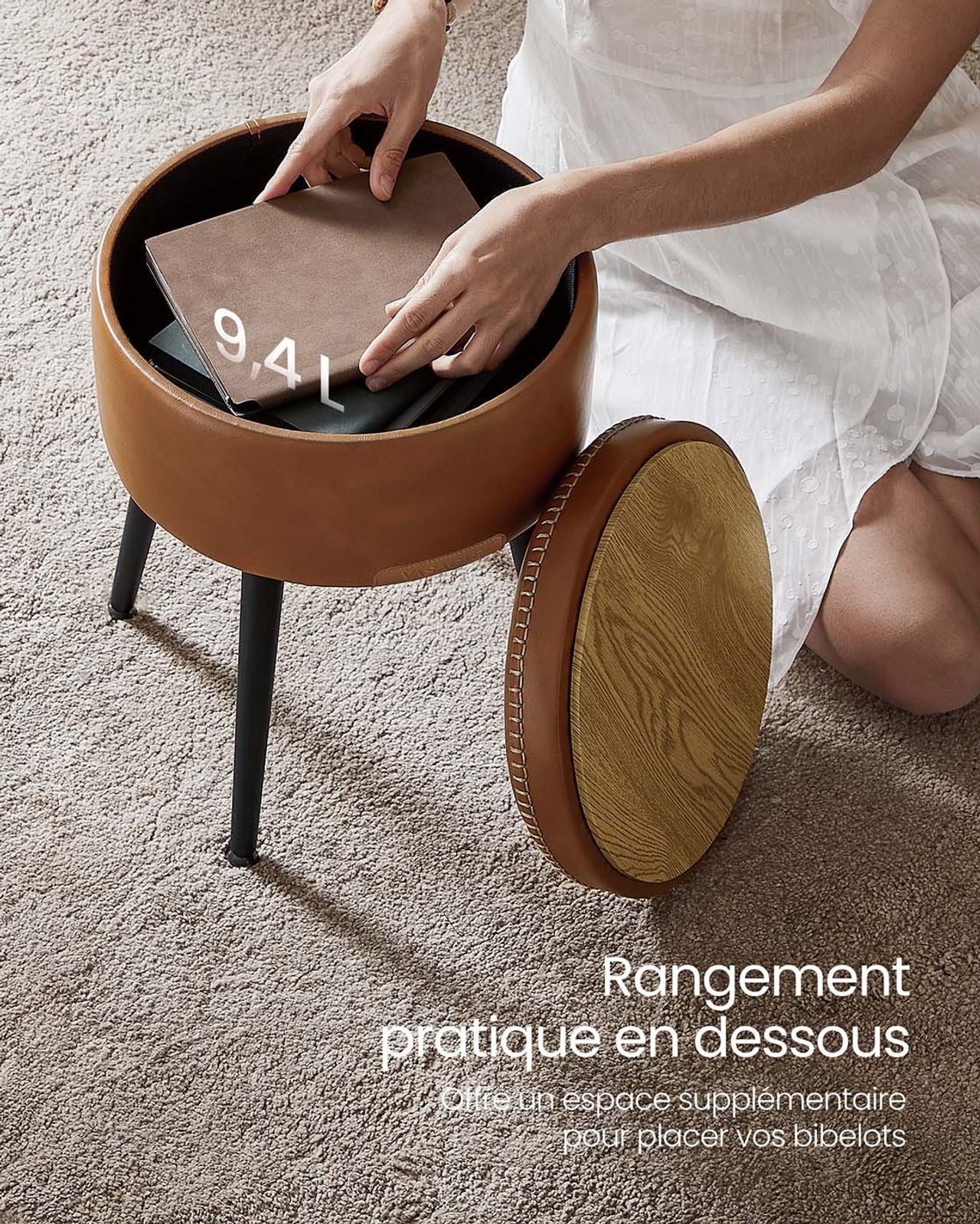 VASAGLE Pouf de Rangement